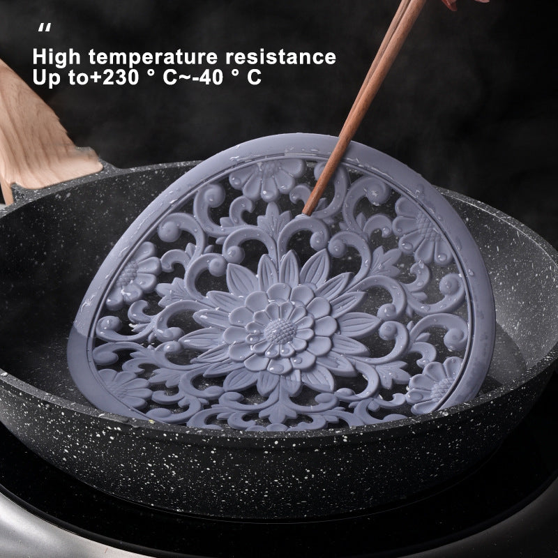 3Pcs 20*20cm Heat Insulation Placemat Chinese Hollow Carving Cup Mat Silicone Coaster