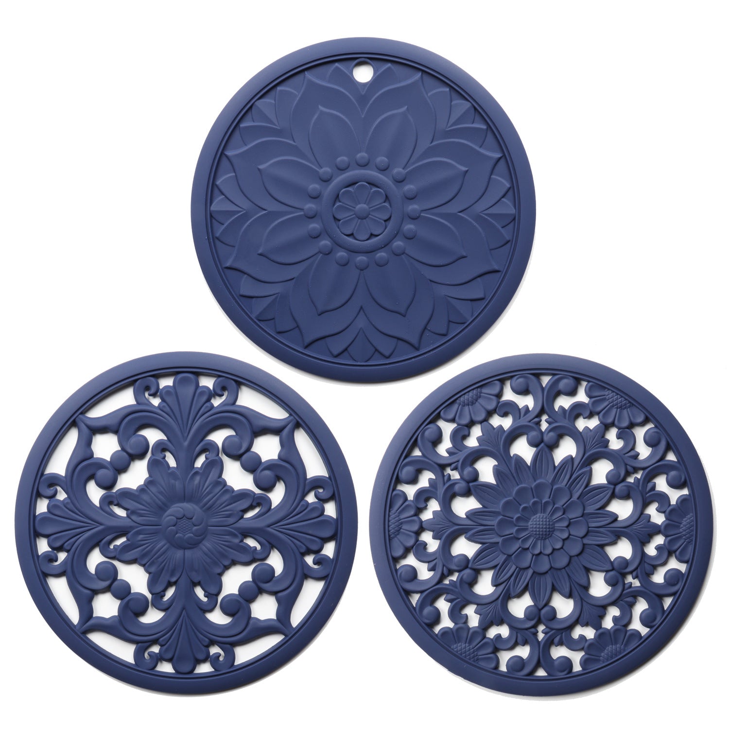 3Pcs 20*20cm Heat Insulation Placemat Chinese Hollow Carving Cup Mat Silicone Coaster