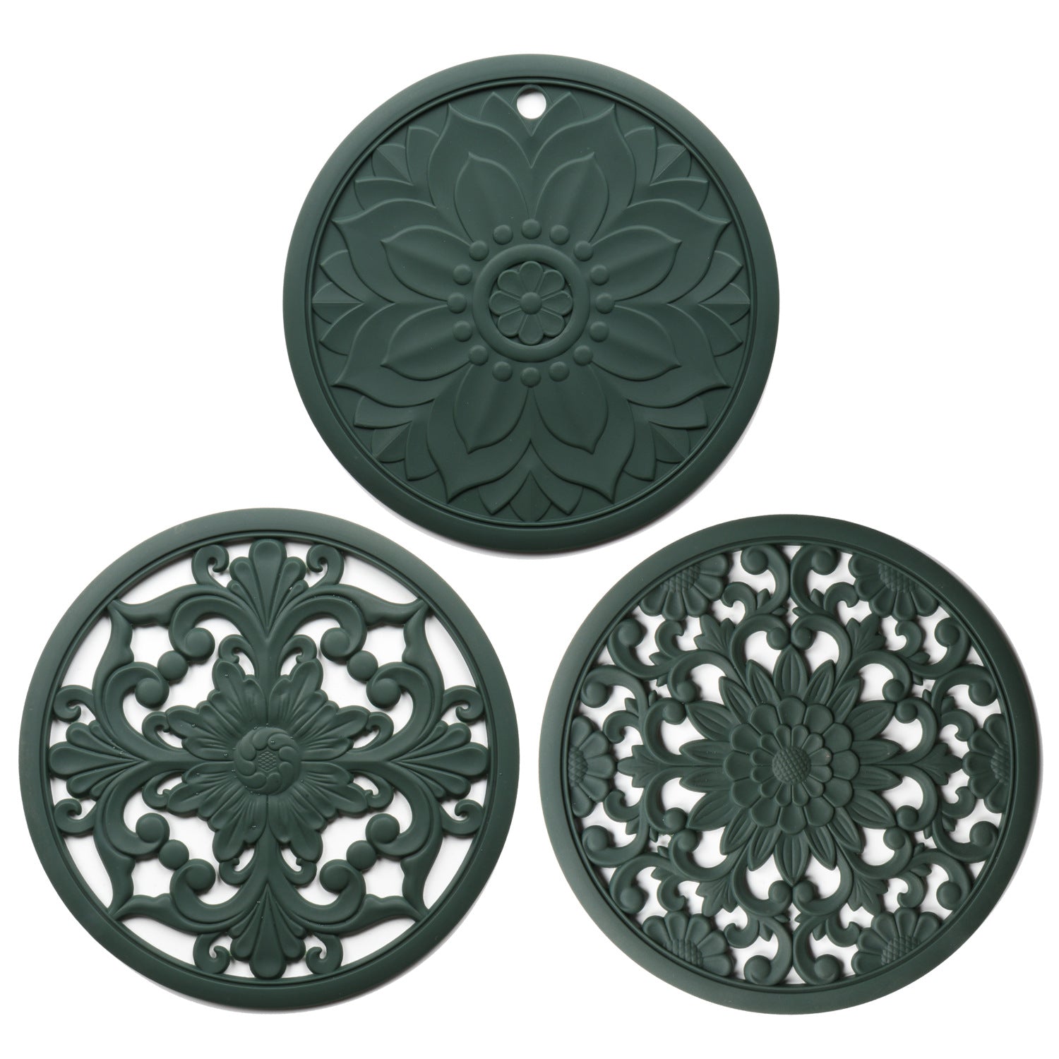 3Pcs 20*20cm Heat Insulation Placemat Chinese Hollow Carving Cup Mat Silicone Coaster