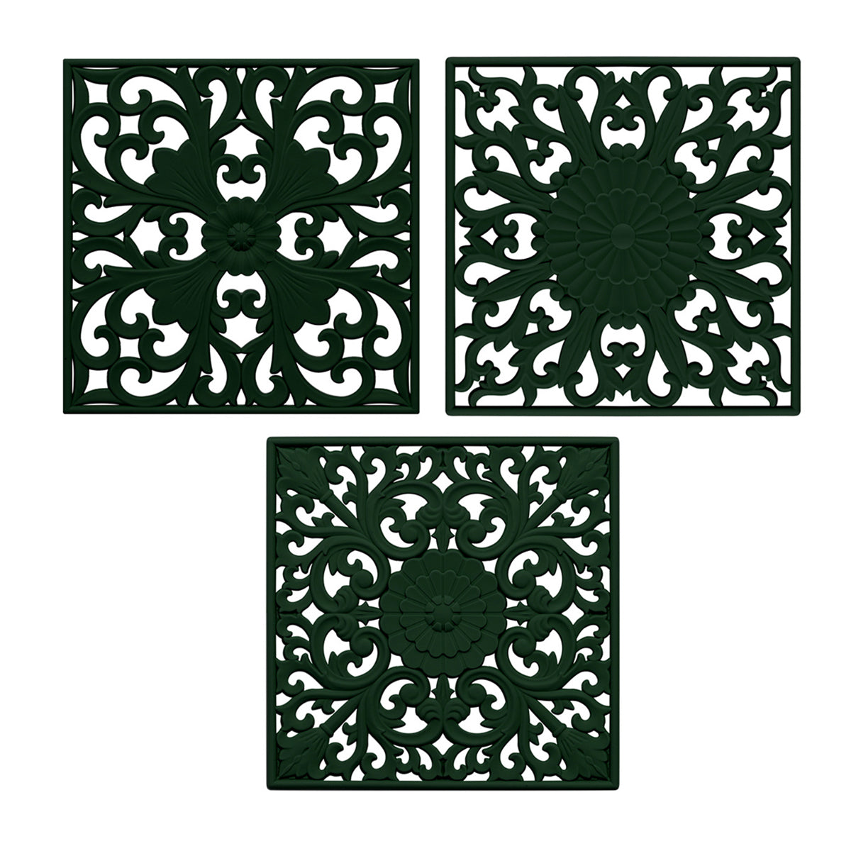 3Pcs / Set 18x18cm Scald Preventing Pot Holder Silicone Pad Hollow Flower Heat Insulation Square Mat