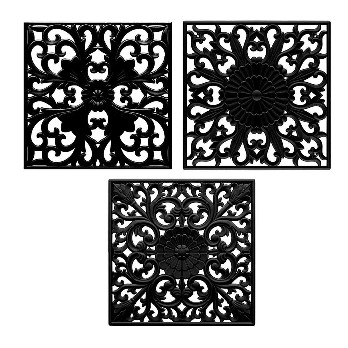 3Pcs / Set 18x18cm Scald Preventing Pot Holder Silicone Pad Hollow Flower Heat Insulation Square Mat