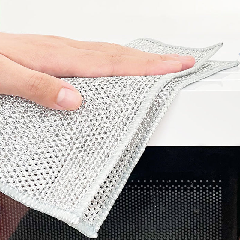 20x20CM Silver Wire Mesh Kitchen Cleaning Cloth Dishwashing Rag Dishcloth