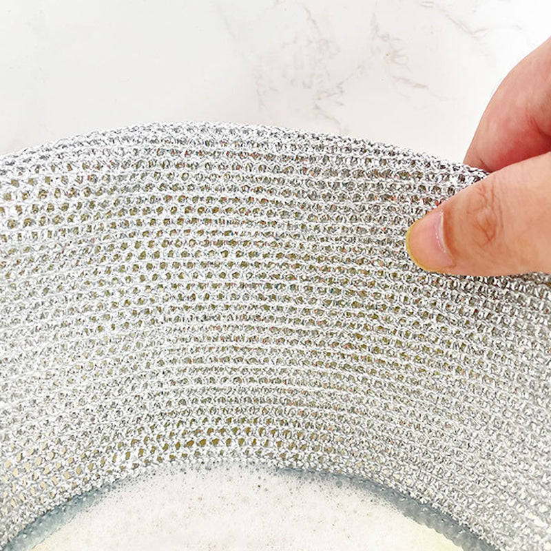 20x20CM Silver Wire Mesh Kitchen Cleaning Cloth Dishwashing Rag Dishcloth