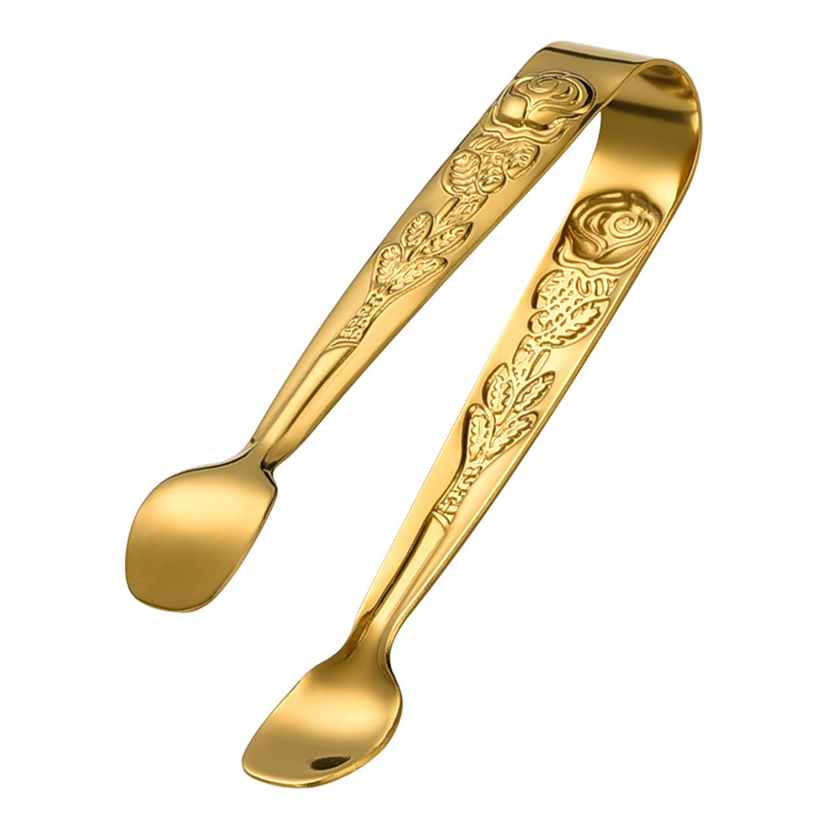 304 Stainless Steel Rose Pattern Mini Food Tongs Ice Cube Clip (BPA Free, No FDA)