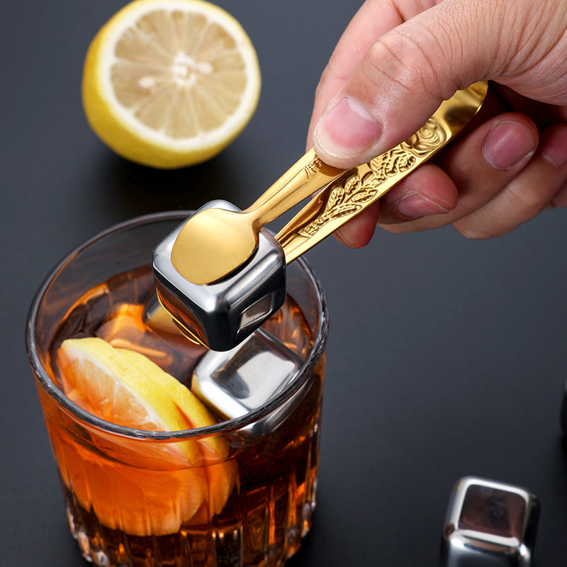 304 Stainless Steel Rose Pattern Mini Food Tongs Ice Cube Clip (BPA Free, No FDA)