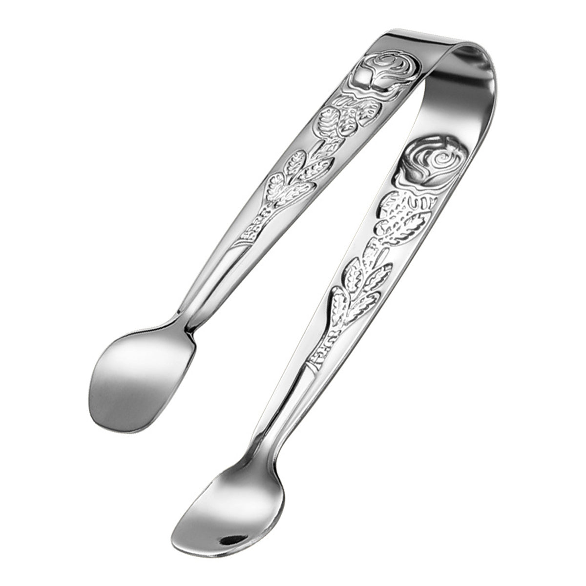 304 Stainless Steel Rose Pattern Mini Food Tongs Ice Cube Clip (BPA Free, No FDA)
