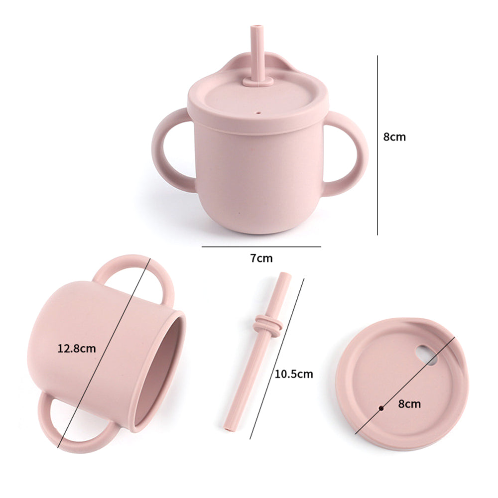 ZP2004B 250ML Toddler Straw Cup Baby Training Drinking Cup with Dual Handles (with Silicone Material FDA Report)
