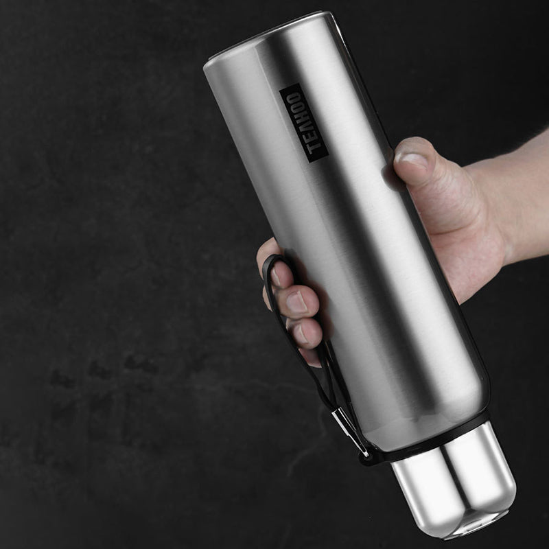 TEAHOO 600ML 316 Stainless Steel Insulated Cup Portable Water Bottle with Cloth Sleeve (BPA-Free, No FDA)