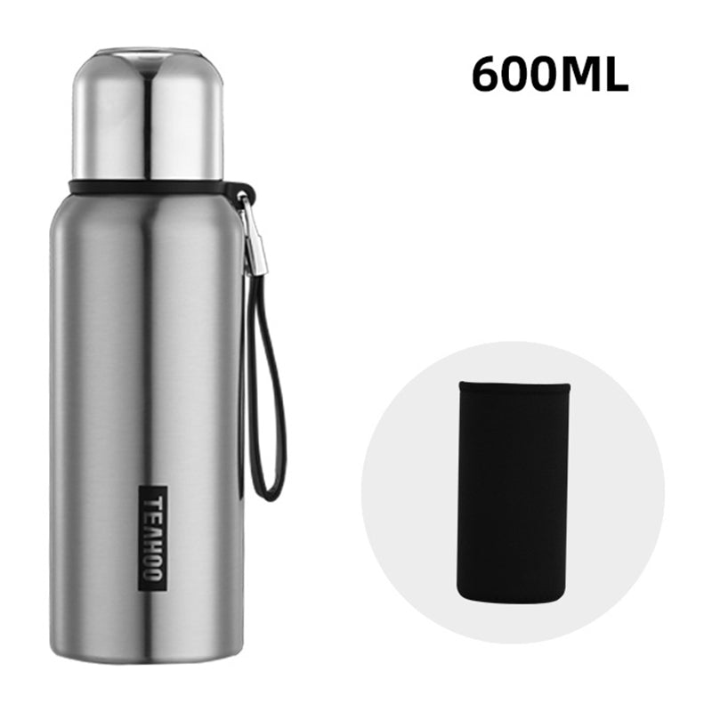 TEAHOO 600ML 316 Stainless Steel Insulated Cup Portable Water Bottle with Cloth Sleeve (BPA-Free, No FDA)