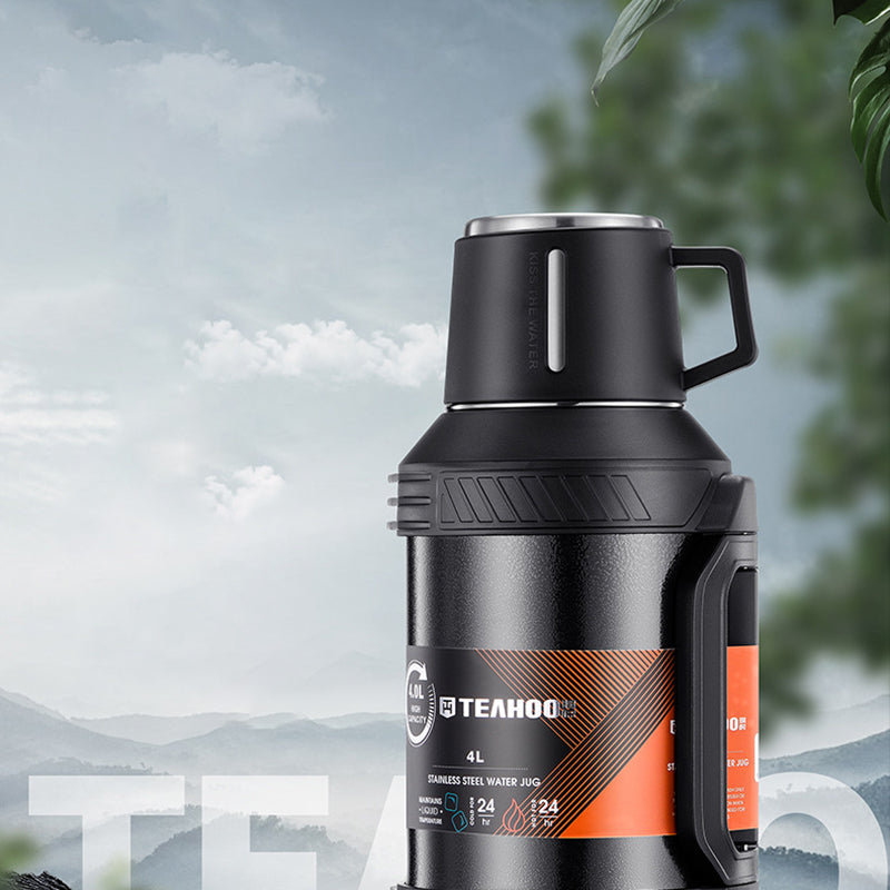 TEAHOO 4.0L Outdoor Water Bottle 304 Stainless Steel Insulated Cup (BPA Free, No FDA)
