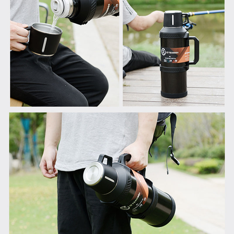 TEAHOO 4.0L Outdoor Water Bottle 304 Stainless Steel Insulated Cup (BPA Free, No FDA)