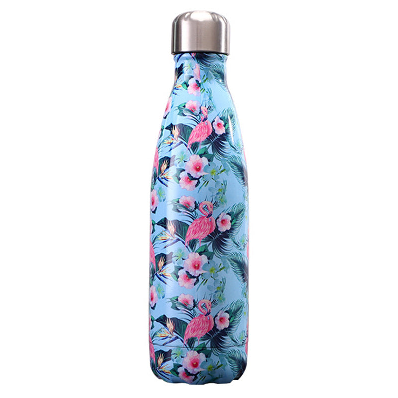500ml Pattern Printing Narrow Mouth 304 Stainless Steel Vacuum Insulated Water Bottle (BPA Free, with FDA)