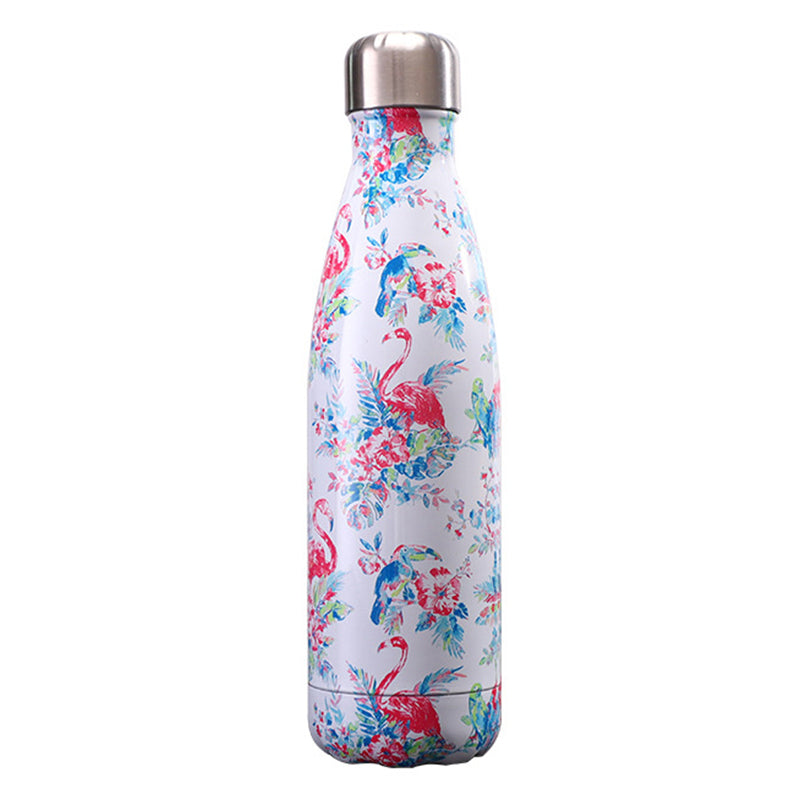 500ml Pattern Printing Narrow Mouth 304 Stainless Steel Vacuum Insulated Water Bottle (BPA Free, with FDA)