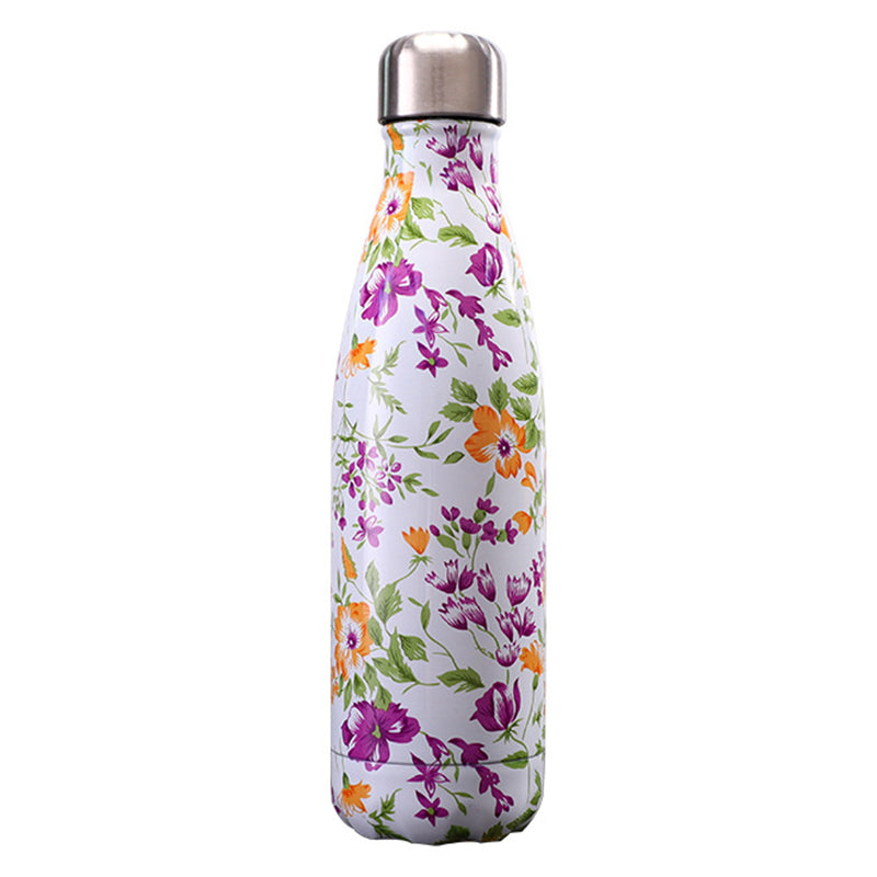 500ml Pattern Printing Narrow Mouth 304 Stainless Steel Vacuum Insulated Water Bottle (BPA Free, with FDA)