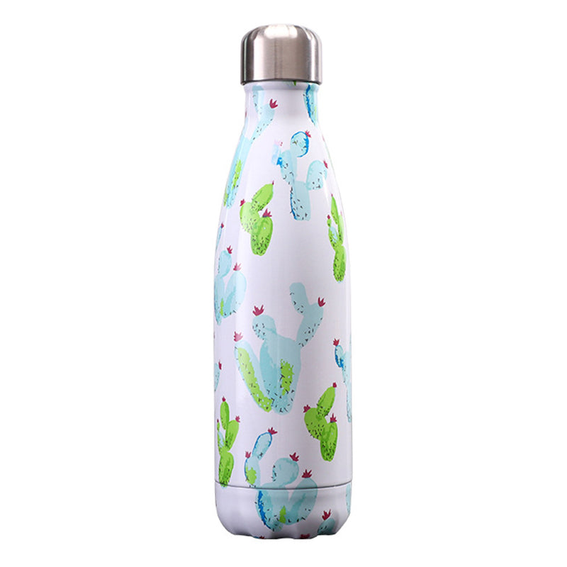 500ml Pattern Printing Narrow Mouth 304 Stainless Steel Vacuum Insulated Water Bottle (BPA Free, with FDA)