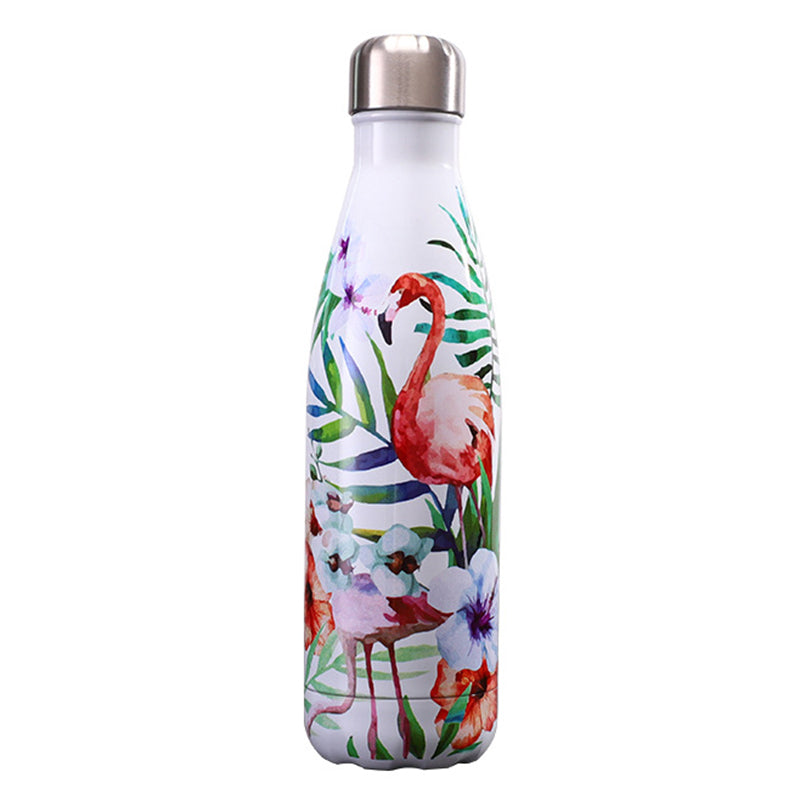 500ml Pattern Printing Narrow Mouth 304 Stainless Steel Vacuum Insulated Water Bottle (BPA Free, with FDA)