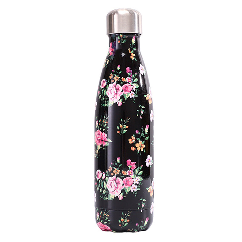 500ml Pattern Printing Narrow Mouth 304 Stainless Steel Vacuum Insulated Water Bottle (BPA Free, with FDA)