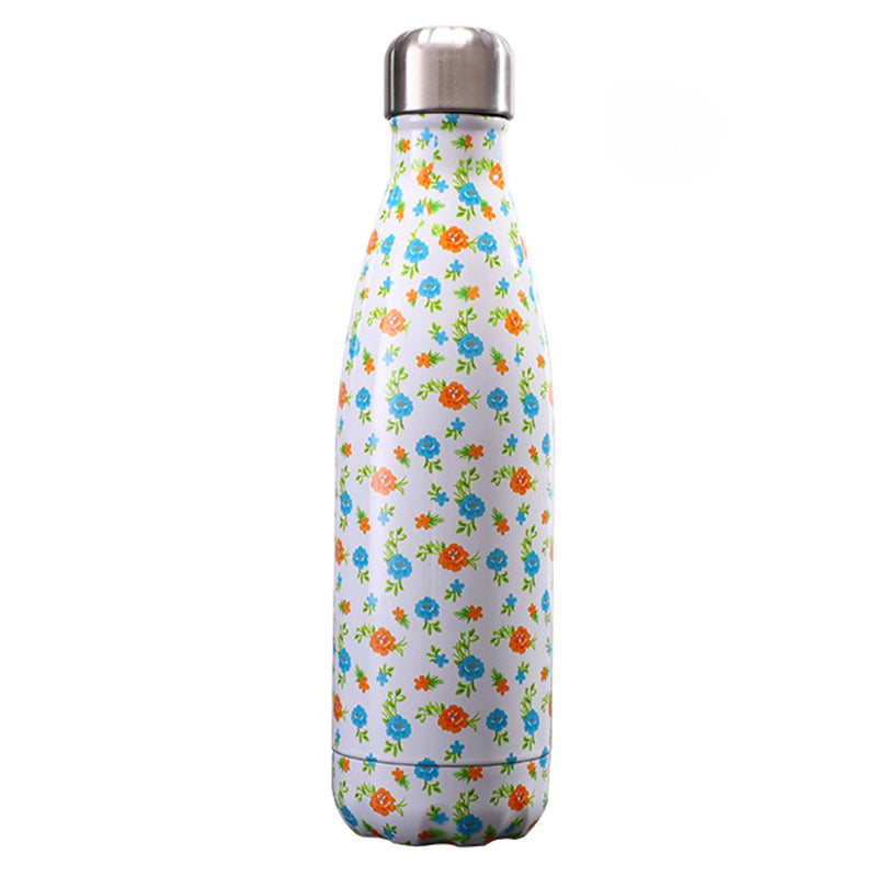 500ml Pattern Printing Narrow Mouth 304 Stainless Steel Vacuum Insulated Water Bottle (BPA Free, with FDA)