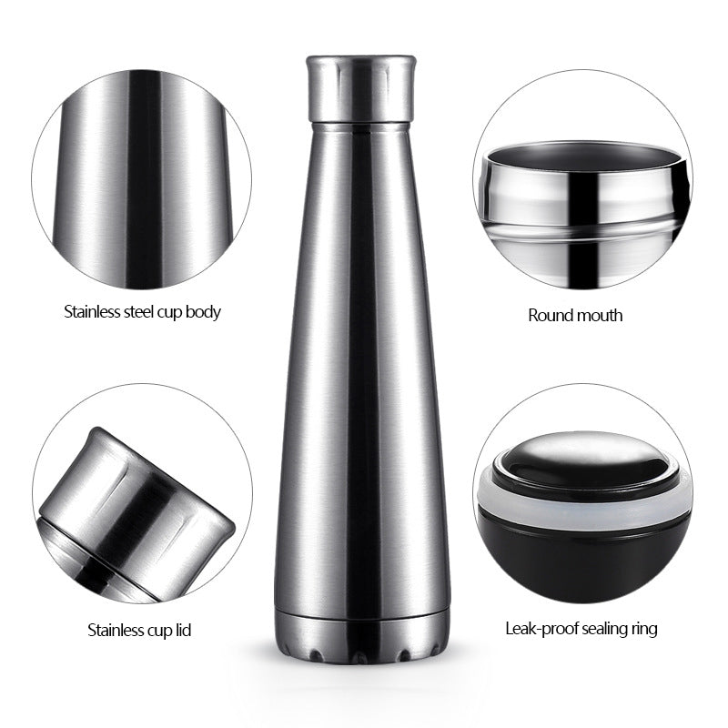 500ml 304 Stainless Steel Vacuum Insulated Cup Taper Water Bottle for Outdoor Sports (BPA Free, with FDA)