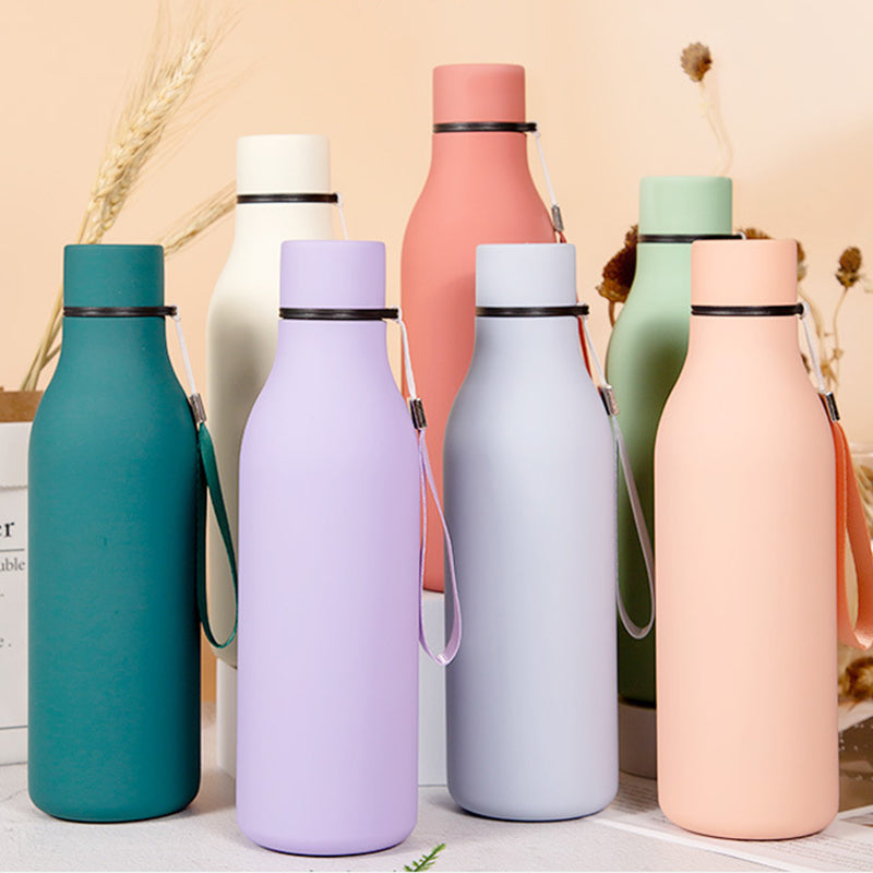 550ml Vacuum Insulated Water Bottle 304 Stainless Steel Cup with Lanyard (BPA Free, with FDA)