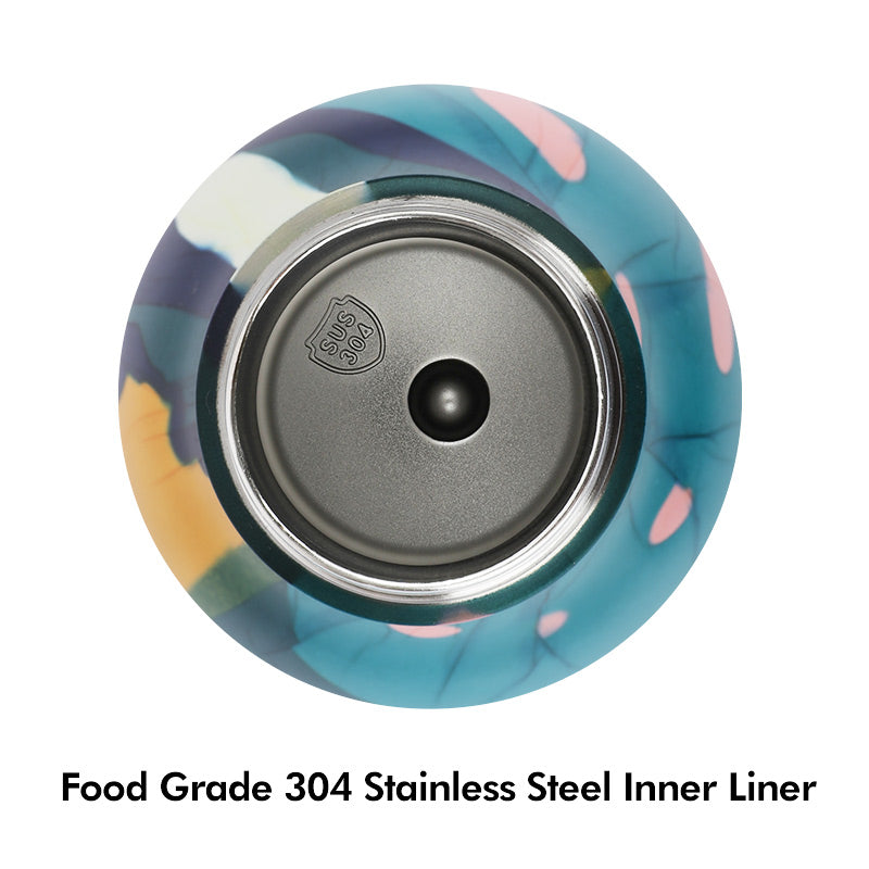 JUNSUNMAY 550ml Geometric Pattern 304 Stainless Steel Vacuum Insulated Water Bottle (BPA Free, No FDA)
