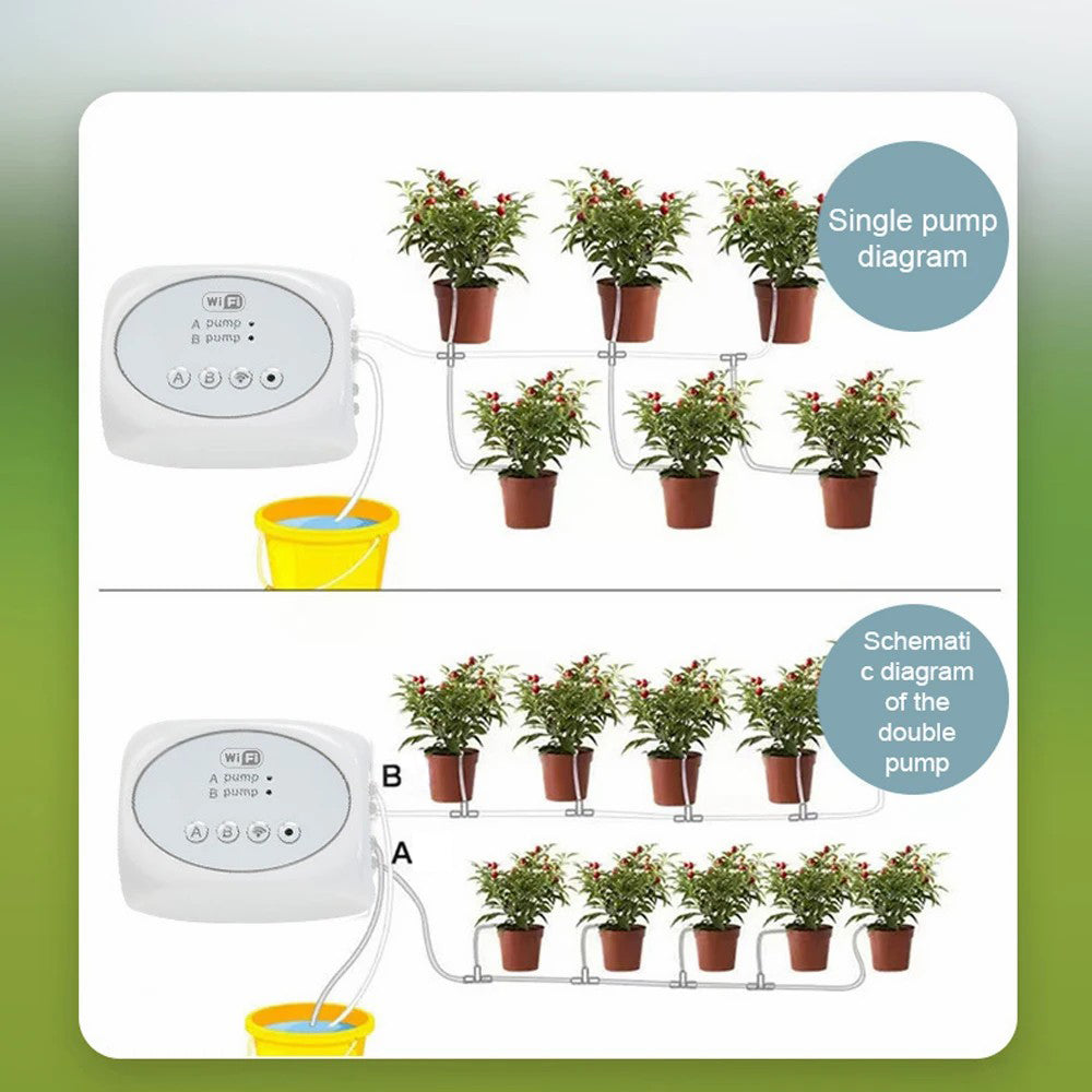 WiFi Water Timer Remote Control Potted Plant Smart Watering System with 10m Water Pipe+15 Emitters