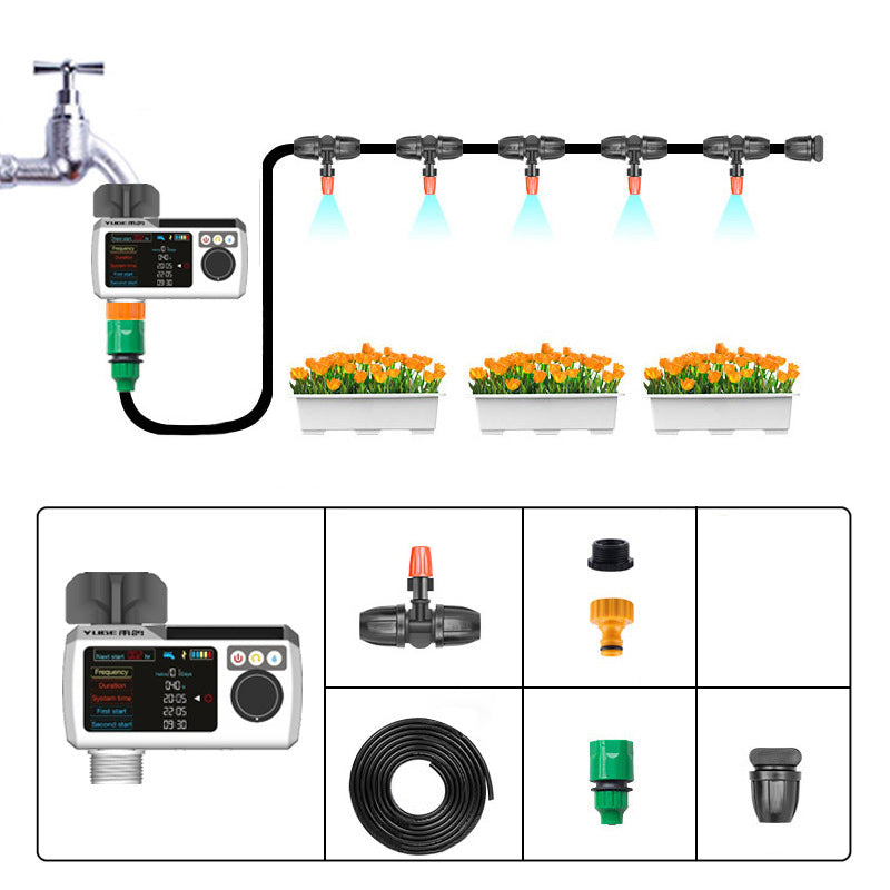 YLIGE Solar Powered Water Irrigation Timer with 10m Hose Automatic Watering Controller, European Standard