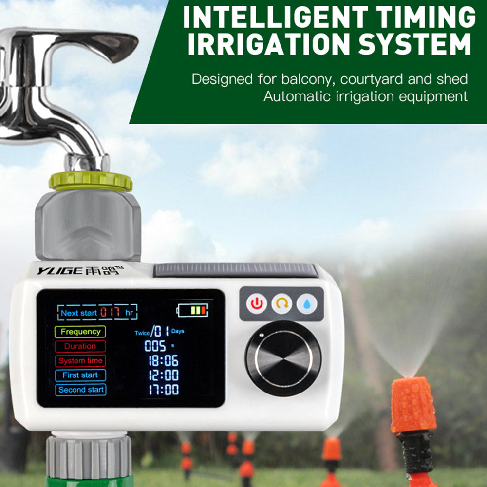 YLIGE Solar Powered Water Irrigation Timer with 10m Hose Automatic Watering Controller, European Standard