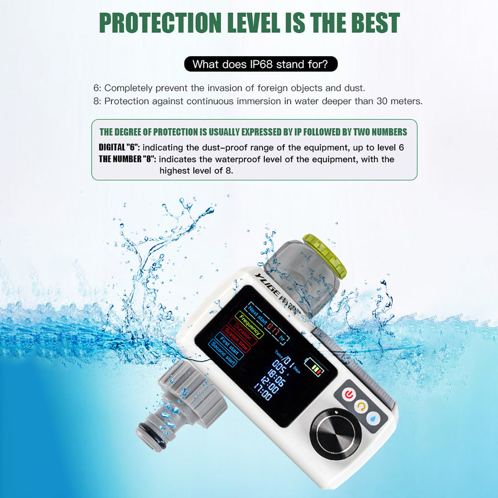 YLIGE Solar Powered Water Irrigation Timer with 10m Hose Automatic Watering Controller, European Standard