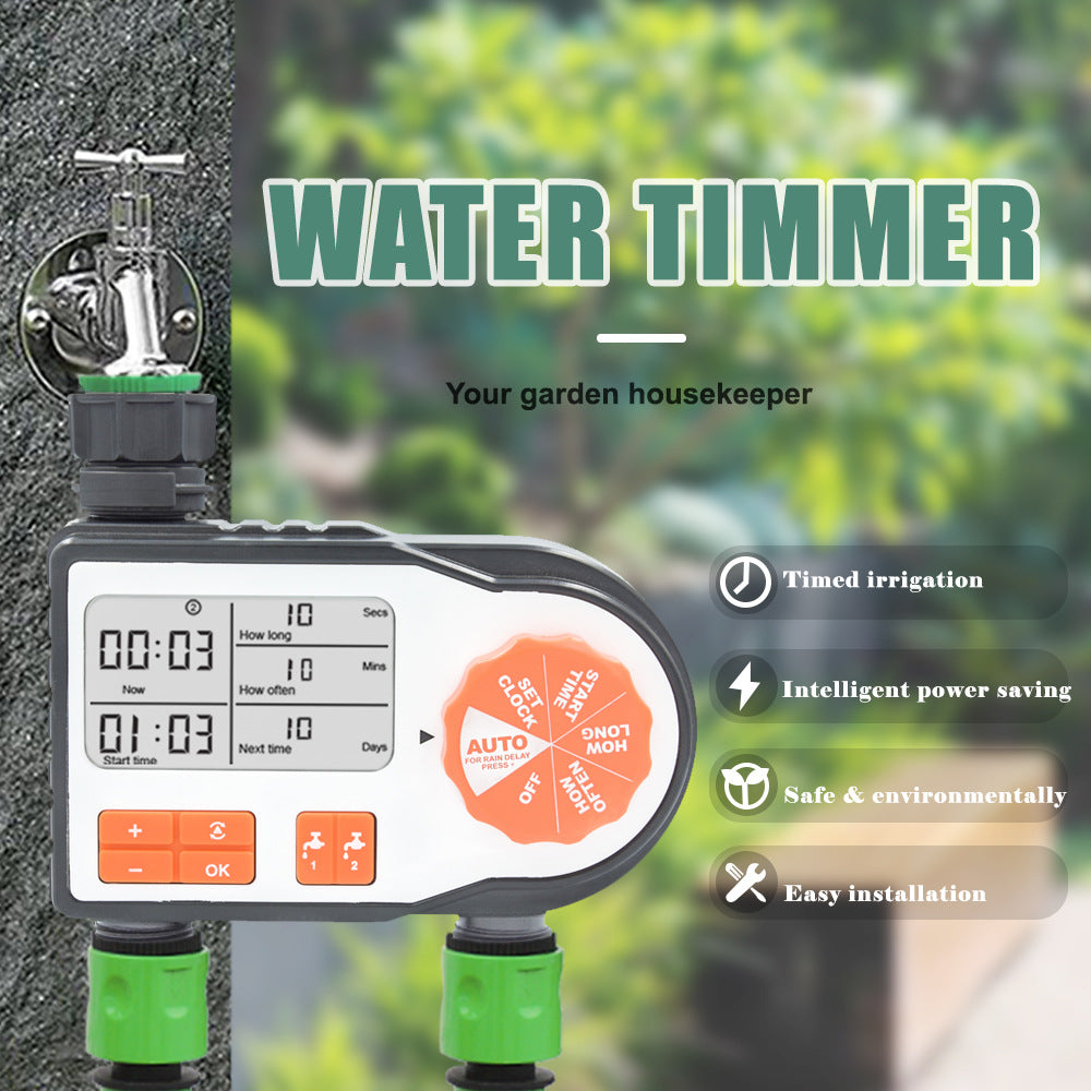 6812 Dual Channel Irrigation Timer Automatic Watering Controller, European Standard