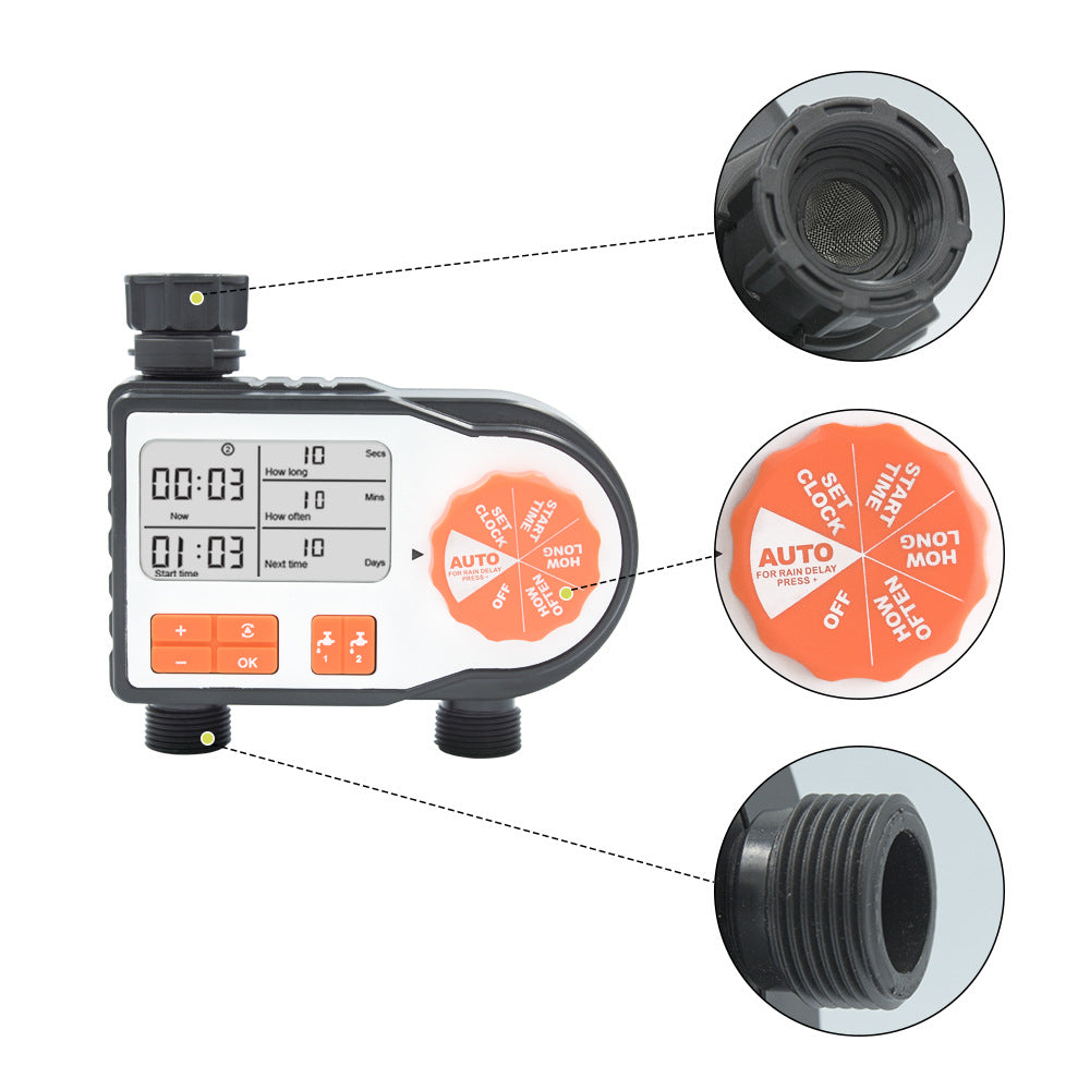 6812 Dual Channel Irrigation Timer Automatic Watering Controller, European Standard