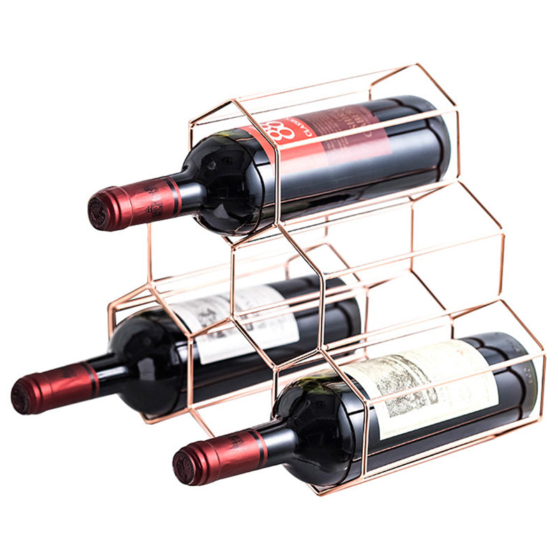 002B026 6-Bottle Wine Holder Rack Honeycomb-Shaped Wine Bottle Display for Home, Office