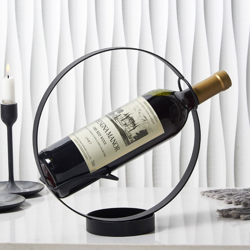 002B003 Creative Wine Rack Iron Metal Single Wine Bottle Holder for Home Office Decoration