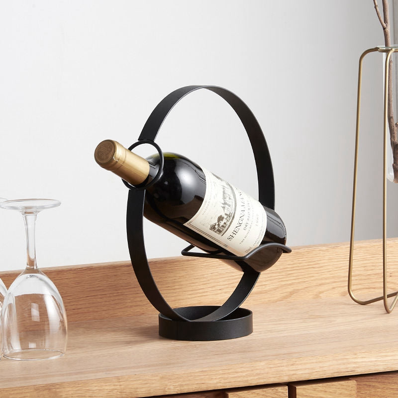 002B003 Creative Wine Rack Iron Metal Single Wine Bottle Holder for Home Office Decoration