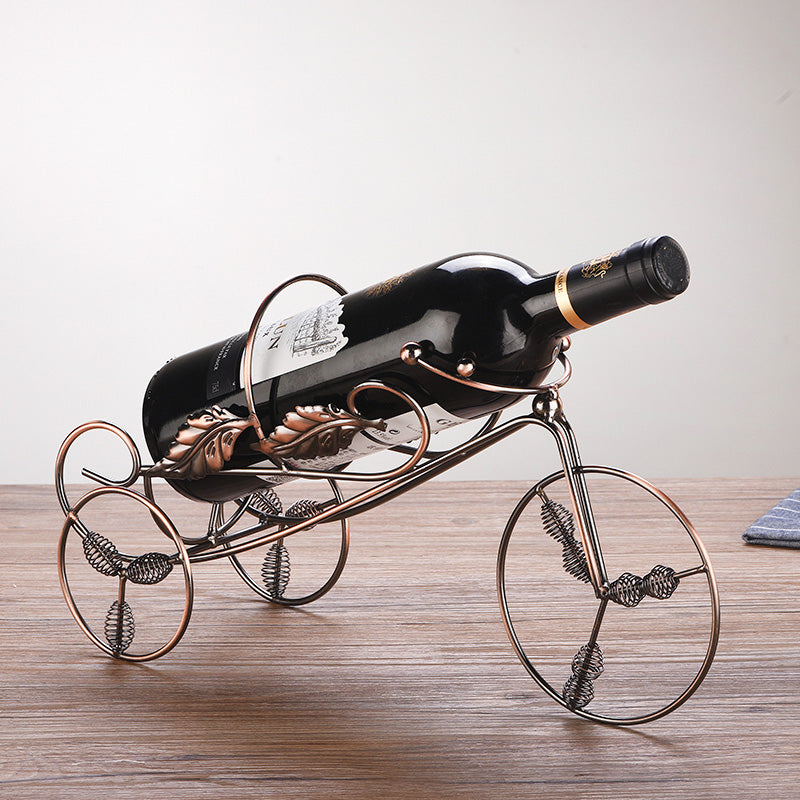 002B004 Retro Wine Rack Metal Bicycles Tricycle Design Wine Bottle Organizer Home Decoration