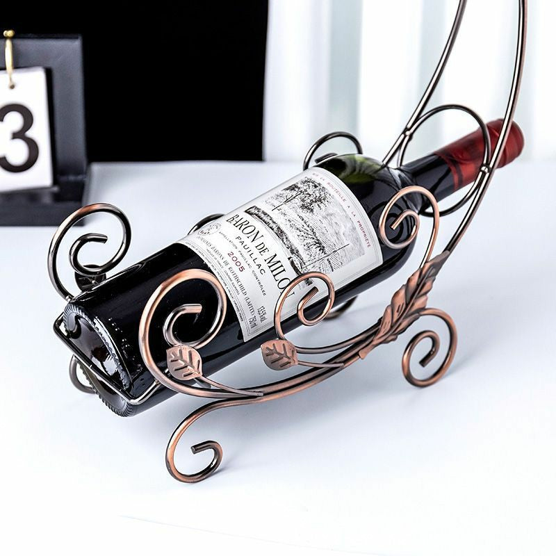002A013-2 Red Wine Iron Art Display Rack Wine Bottle Dual Cup Holder Home Decoration