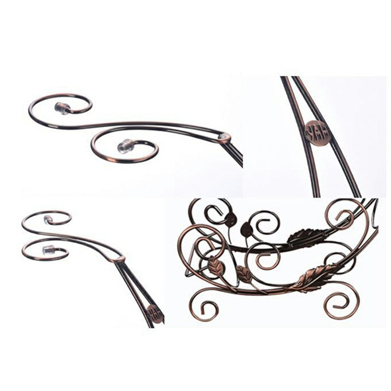 002A013-2 Red Wine Iron Art Display Rack Wine Bottle Dual Cup Holder Home Decoration