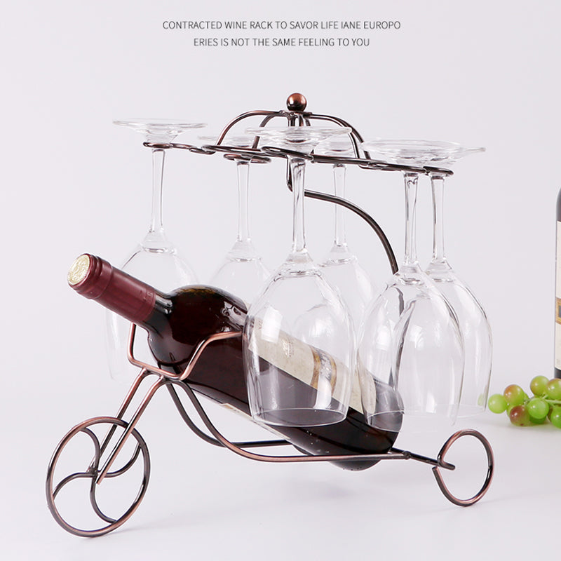 002A002 Creative Tricycle Shape Glass Cup Hanger Drying Stand Wine Storage Rack