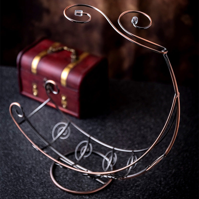 002A005 Creative Red Wine Iron Wire Display Rack Wine Bottle Dual Cup Holder
