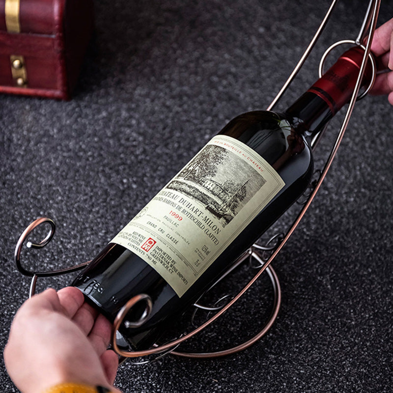 002A005 Creative Red Wine Iron Wire Display Rack Wine Bottle Dual Cup Holder