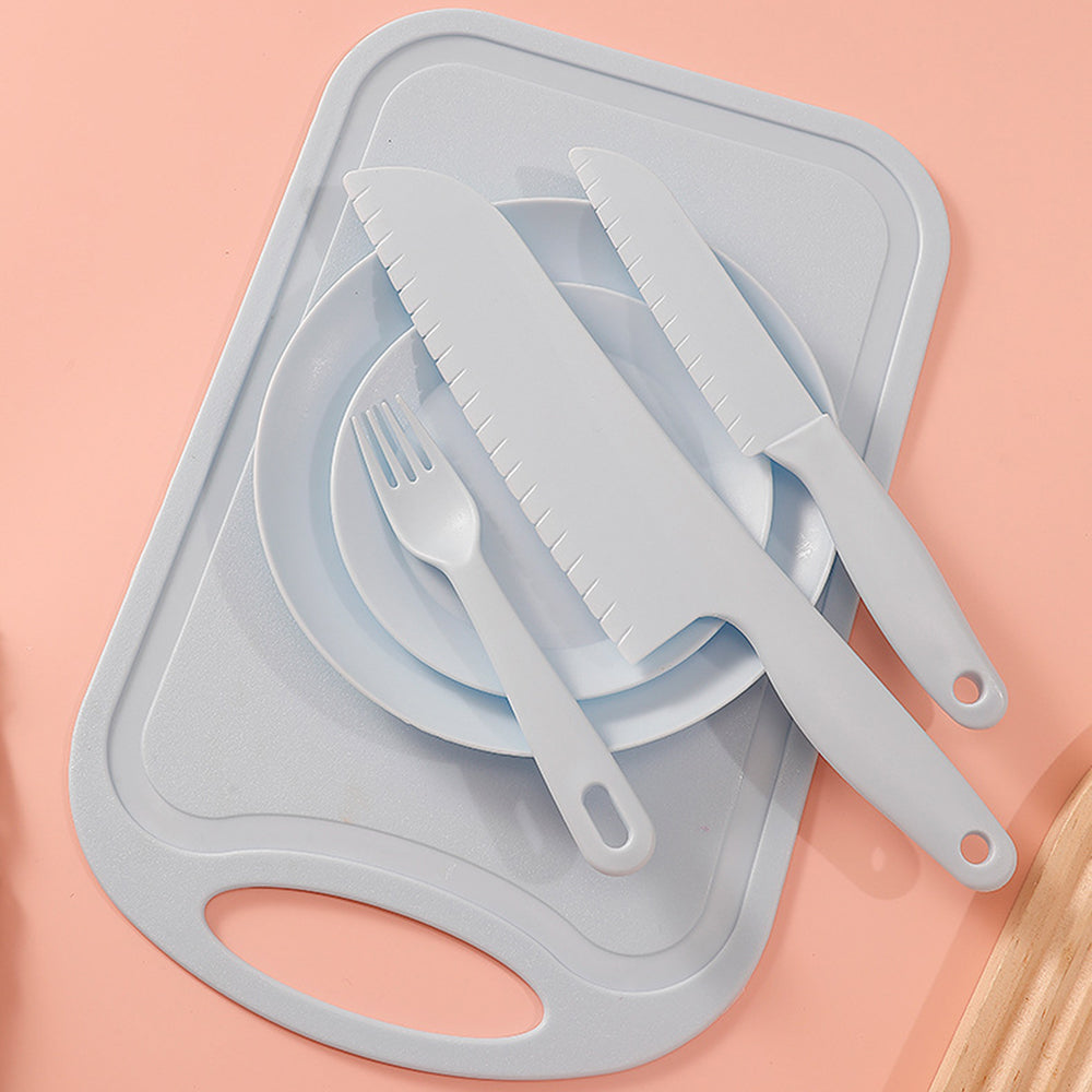 6Pcs / Set Children Chef Knife Cutting Board Plastic Plate Kitchen Utensils Set (BPA Free, No FDA)
