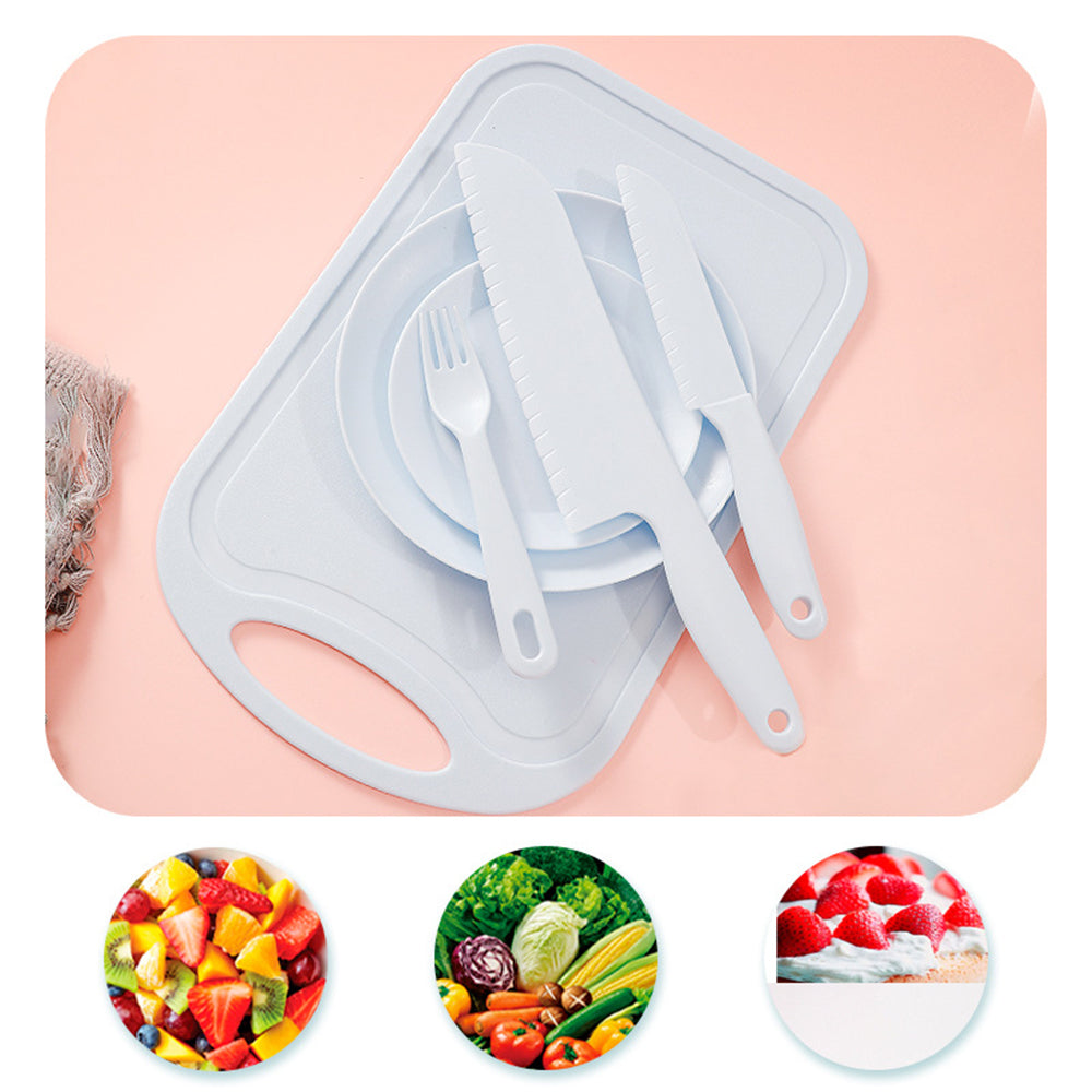 6Pcs / Set Children Chef Knife Cutting Board Plastic Plate Kitchen Utensils Set (BPA Free, No FDA)