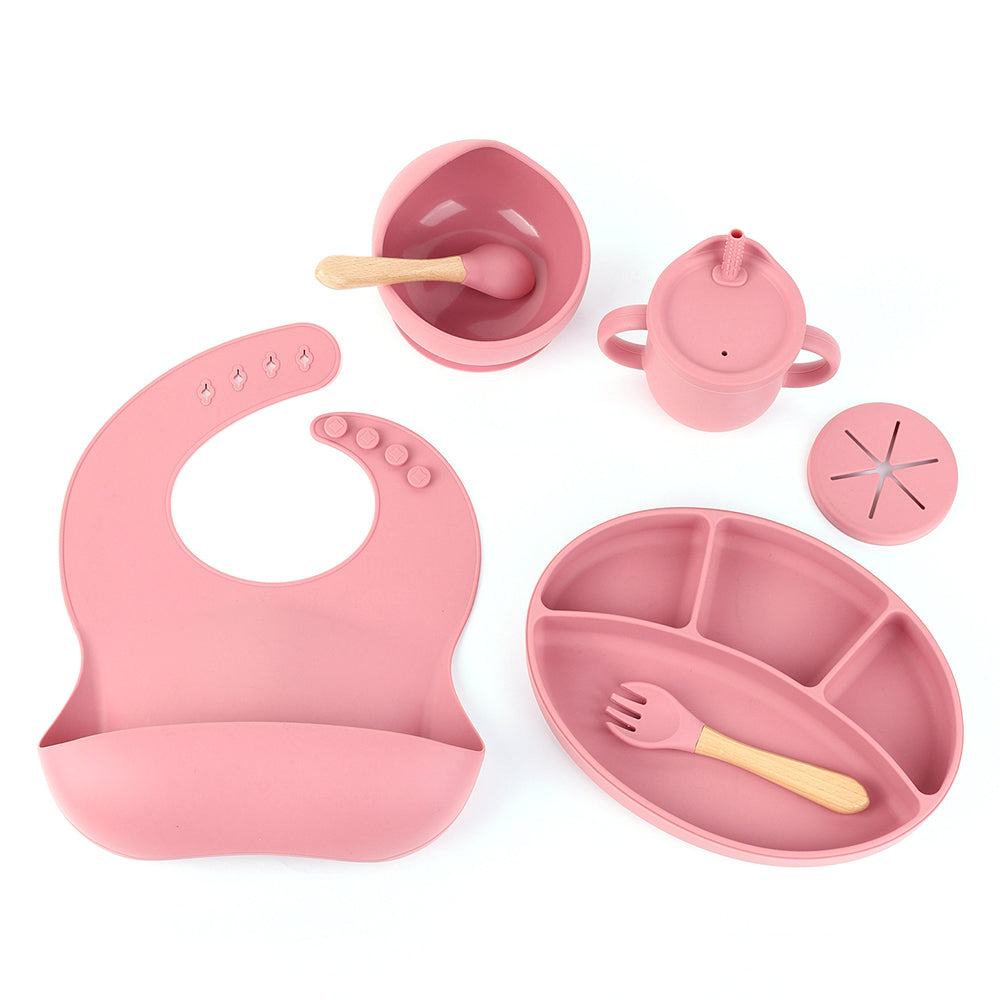 ZP0121 7Pcs Silicone Baby Feeding Set Toddler Self Feeding Dish Set (BPA Free / FDA Certificated)