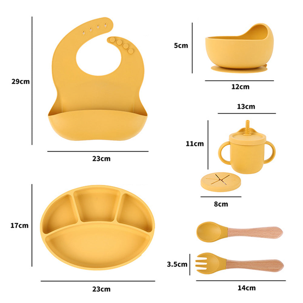 ZP0121 7Pcs Silicone Baby Feeding Set Toddler Self Feeding Dish Set (BPA Free / FDA Certificated)