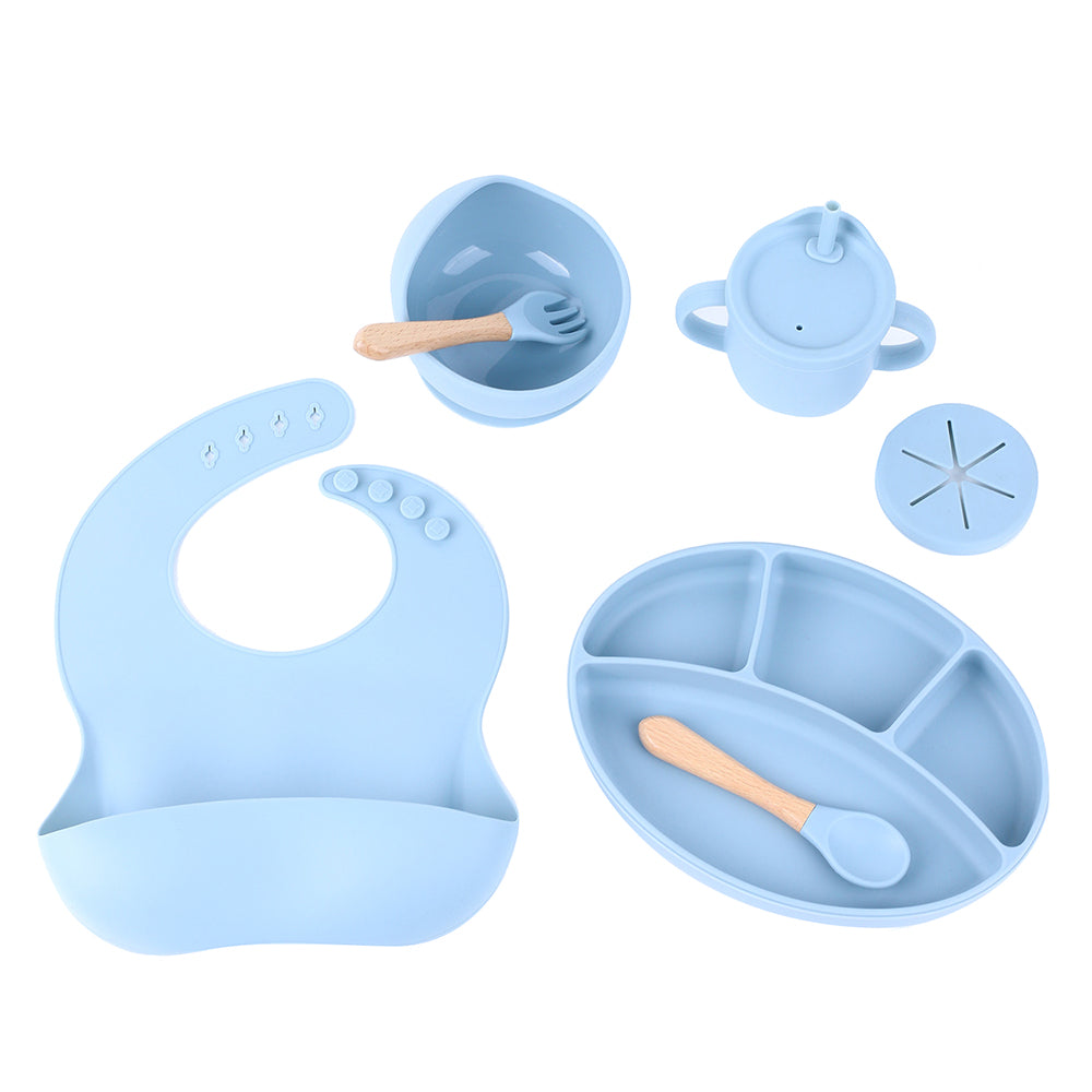 ZP0121 7Pcs Silicone Baby Feeding Set Toddler Self Feeding Dish Set (BPA Free / FDA Certificated)