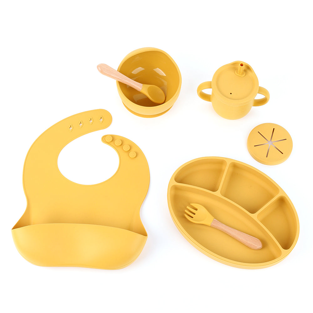 ZP0121 7Pcs Silicone Baby Feeding Set Toddler Self Feeding Dish Set (BPA Free / FDA Certificated)