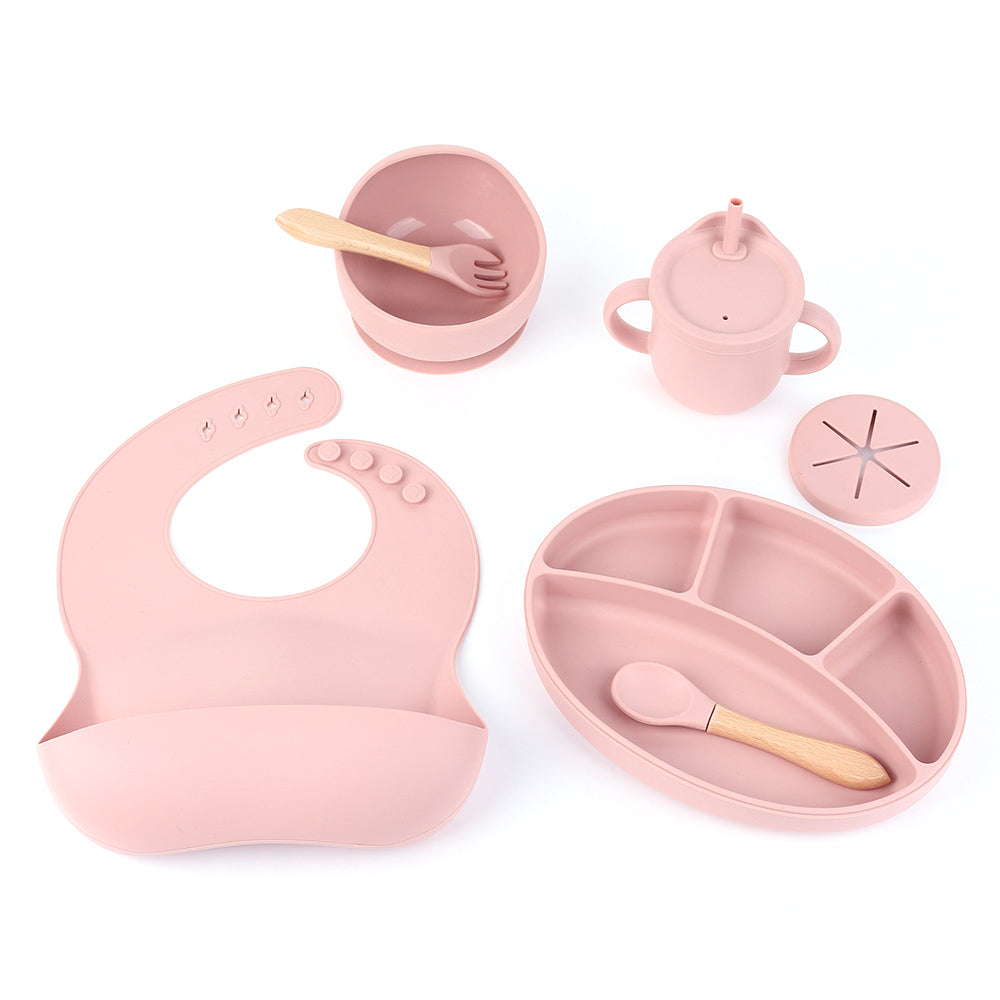 ZP0121 7Pcs Silicone Baby Feeding Set Toddler Self Feeding Dish Set (BPA Free / FDA Certificated)