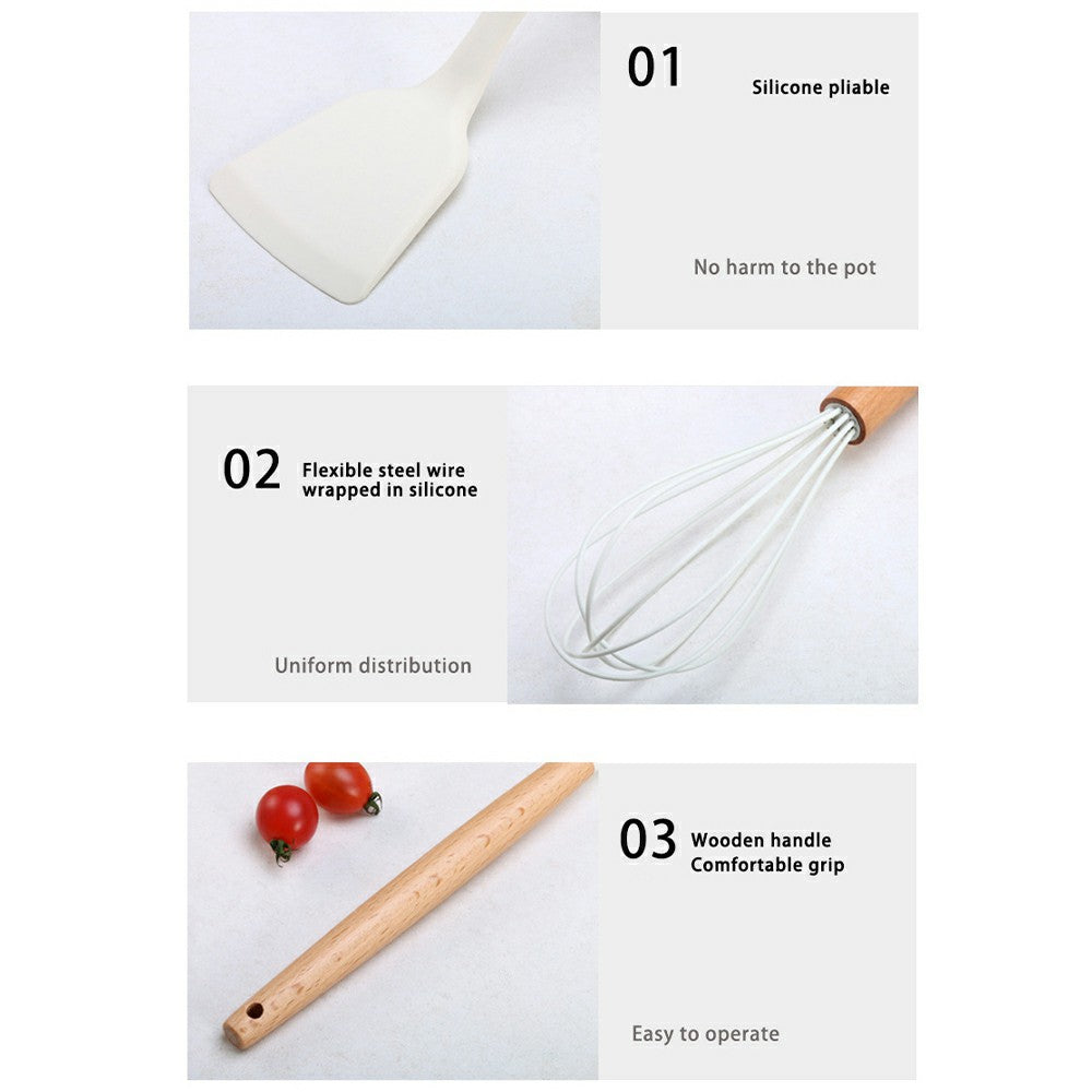 34Pcs / Set Heat Resistant Kitchen Utensils Silicone Spatula Ladle Cooking Tools Kit for Non-stick Pan (No FDA, BPA Free)