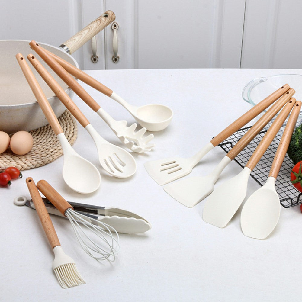 34Pcs / Set Heat Resistant Kitchen Utensils Silicone Spatula Ladle Cooking Tools Kit for Non-stick Pan (No FDA, BPA Free)