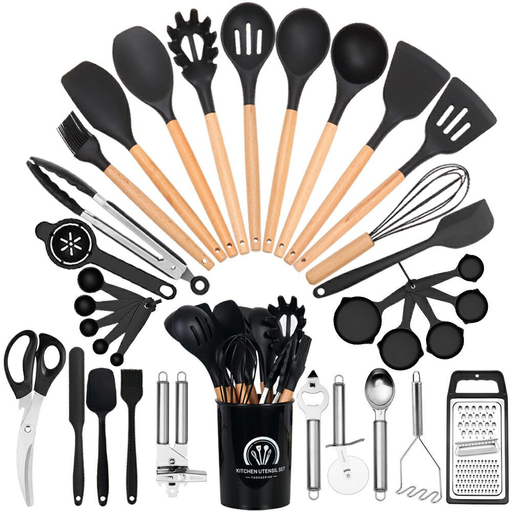 34Pcs / Set Heat Resistant Kitchen Utensils Silicone Spatula Ladle Cooking Tools Kit for Non-stick Pan (No FDA, BPA Free)